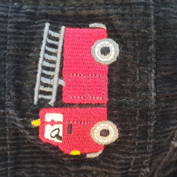 Gymboree boys 0-3 month black fire truck designed overalls euc - Picture 3 of 6